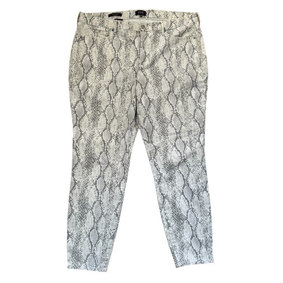 NYDJ Ami Skinny Snake Print Jeans Size 16W Gray White Slimming Cotton - Picture 2 of 8